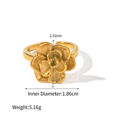 18k Gold Stainless Steel Camellia Open Ring