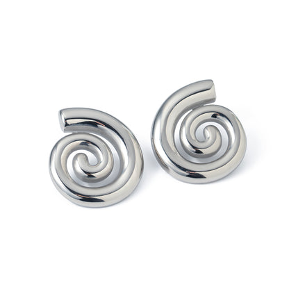 18K Gold Stainless Steel Spiral Earrings