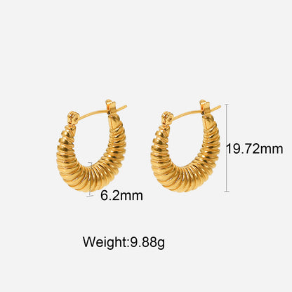 U-Shaped Screw Circle Horn Bread Earrings