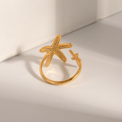 18K Gold Stainless Steel Starfish Asymmetric Ring