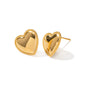 18K Gold Stainless Steel Bordered Heart Stud Earrings