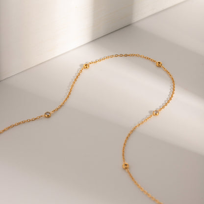 18k Gold Stainless Steel Minimalist Zircon Necklace