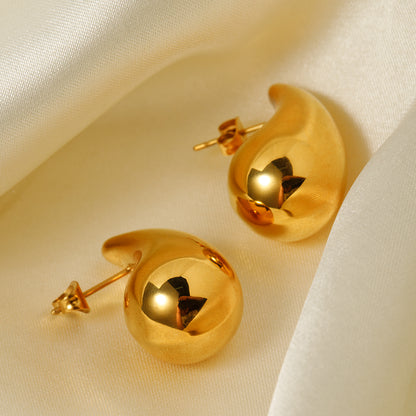 Small 18K Gold Stainless Steel Chunky Teardrop Earrings