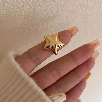 18K Stainless Steel Smooth Convex Star Open Ring