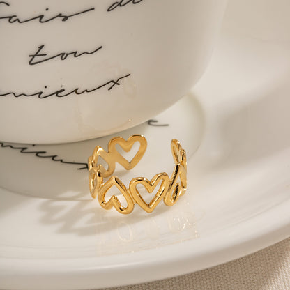 18K Gold Stainless Steel Hollow Heart Ring