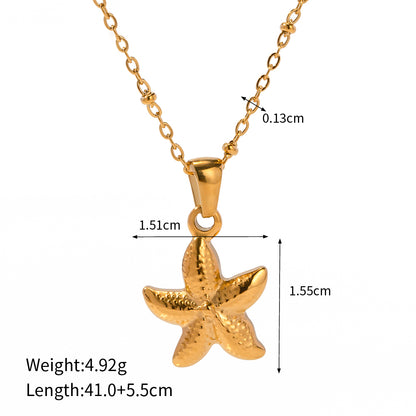 18K Gold Stainless Steel Starfish Pendant Necklace