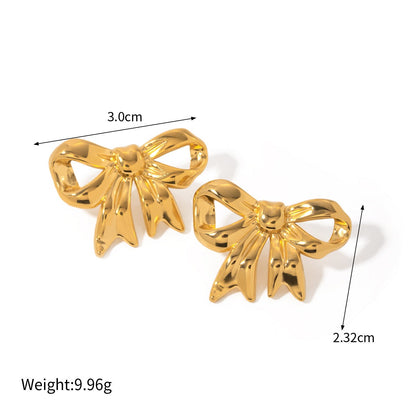 18K Gold Stainless Steel Bow Knot Earrings