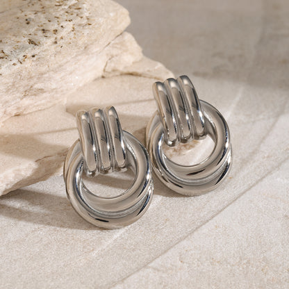 18K Gold Stainless Steel Twisted Simple Earrings