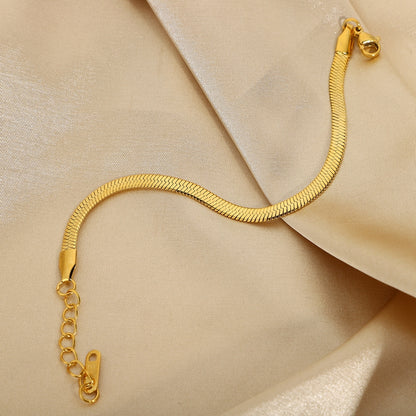 18K Gold Stainless Steel Snake Flat Chain