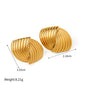 18K Gold Stainless Steel Striped Textured Interlocking Stud Earrings