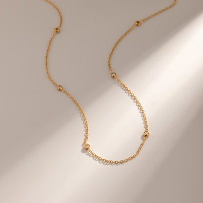 18k Gold Stainless Steel Minimalist Zircon Necklace