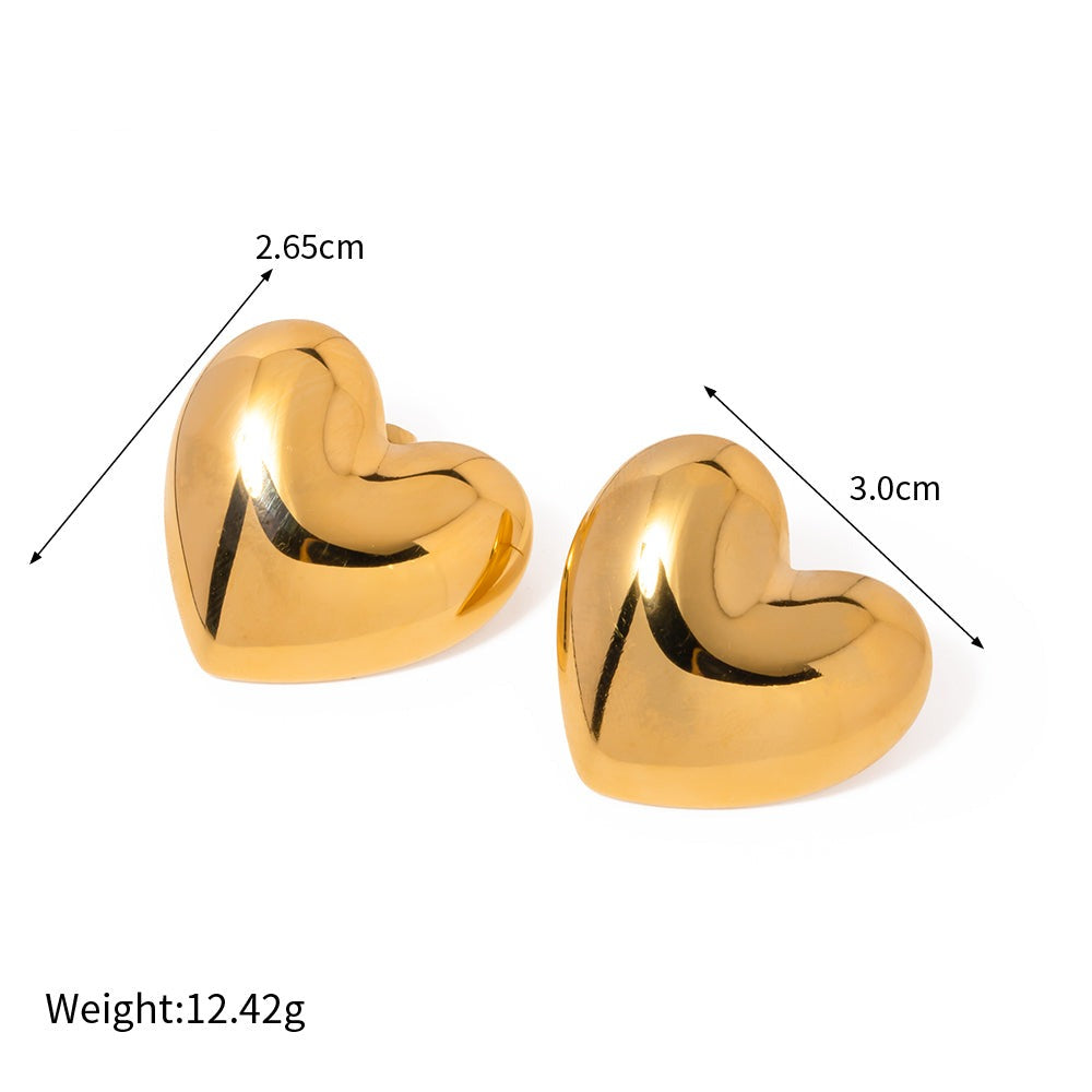 18K Gold Stainless Steel Polished Heart Earrings