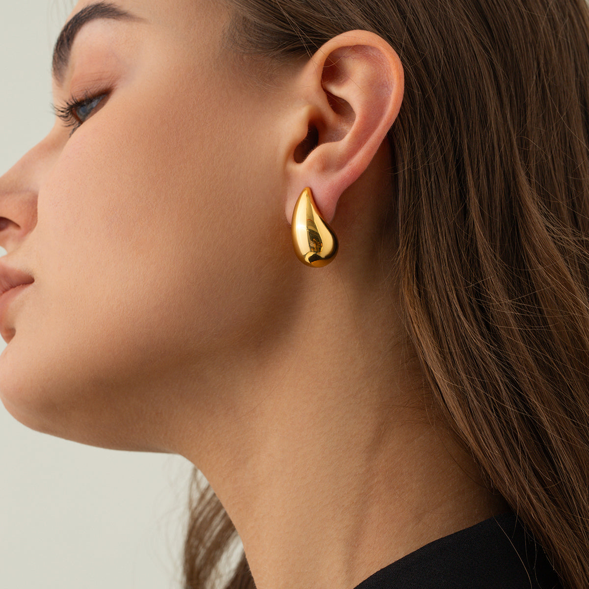 Small 18K Gold Stainless Steel Chunky Teardrop Earrings