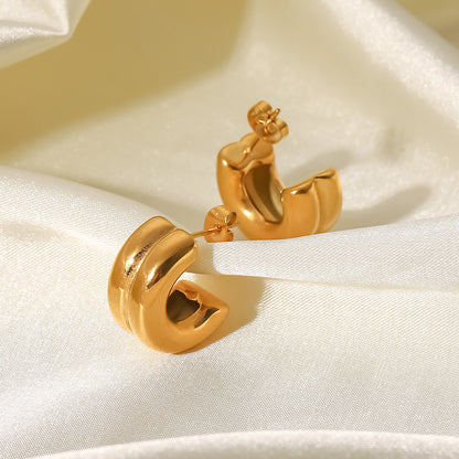 18k Gold Stainless Steel Double-Layer Earrings