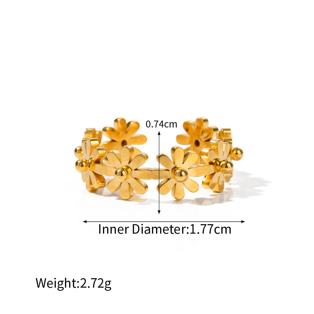 18k Gold Stainless Steel Mini Daisy Flower Ring