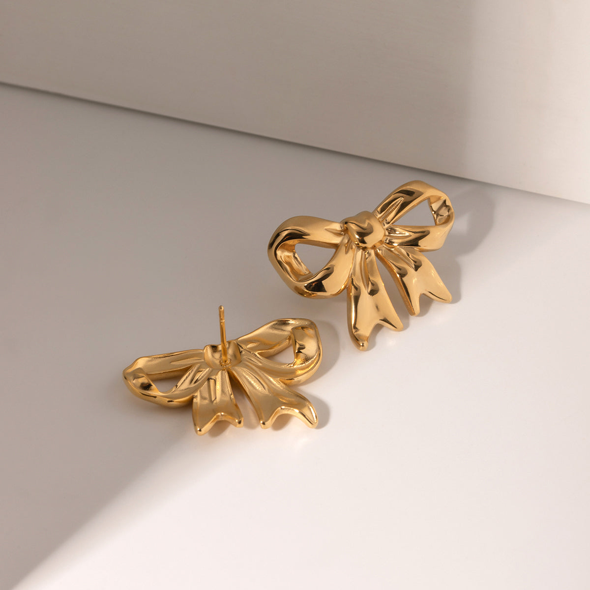 18K Gold Stainless Steel Bow Knot Earrings