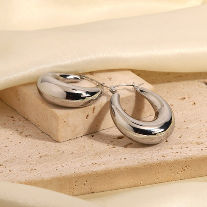 18K Stainless Steel Hollow Round Earrings