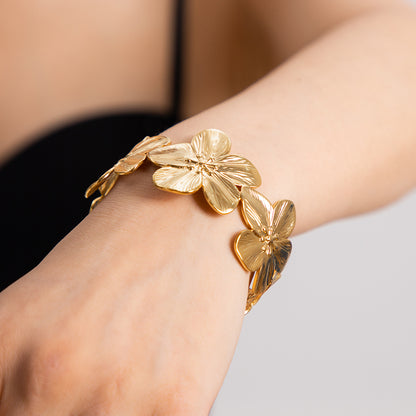 18K Gold Stainless Steel Flower Bracelet