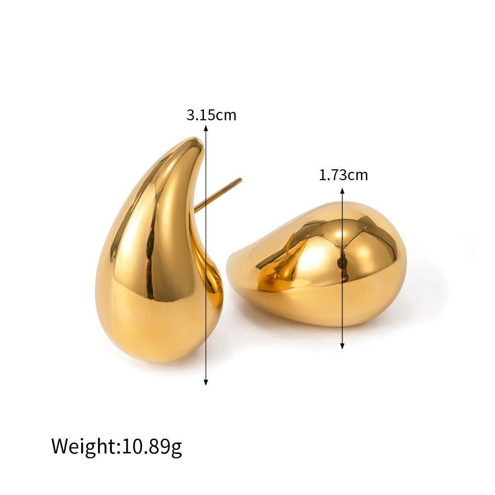 18K Gold Stainless Steel Exaggerated Teardrop Earrings