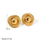 18K Gold Stainless Steel Threaded Texture Circular Earrings