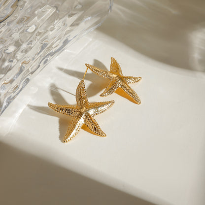 18K Gold Stainless Steel Starfish Earrings