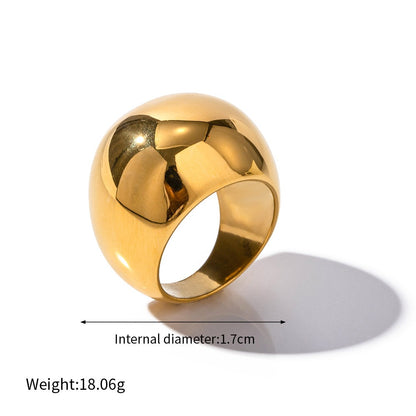 Exaggerated 18K Gold Stainless Steel Spherical Ring