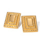 18k Gold Stainless Steel Vintage Rectangular Three-Layer Earrings