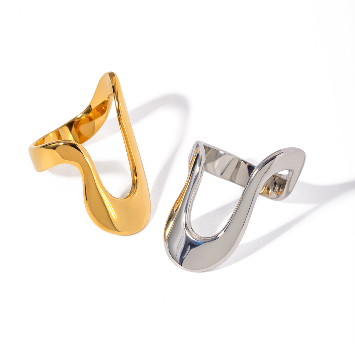 18K Gold Stainless Steel Simple Irregular Shaped Ring