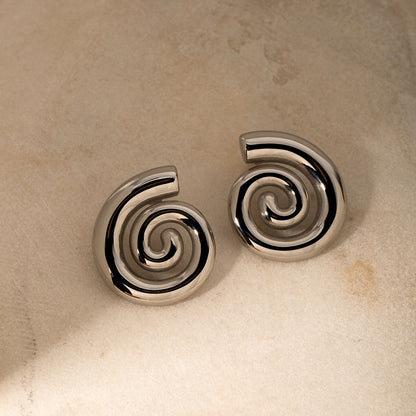 18K Gold Stainless Steel Spiral Earrings