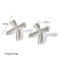 18K Gold Stainless Steel Striped Bow Knot Earrings