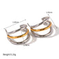 18K Stainless Steel Polished Triple Line Earrings