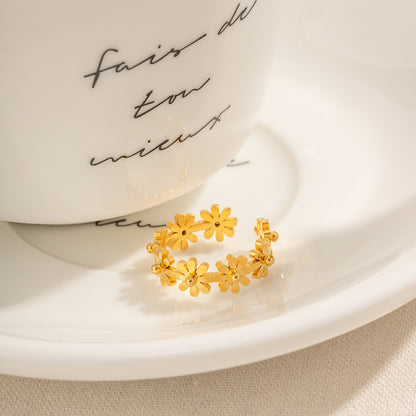 18k Gold Stainless Steel Mini Daisy Flower Ring