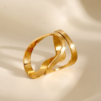 18k Gold Stainless Steel Threaded Irregular Open Ring