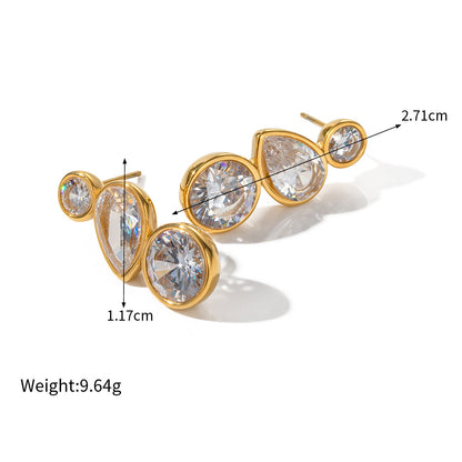 18k Gold Stainless Steel with Zircon Earrings