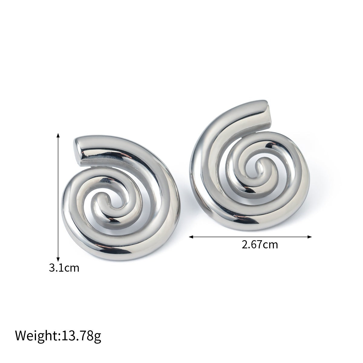 18K Gold Stainless Steel Spiral Earrings