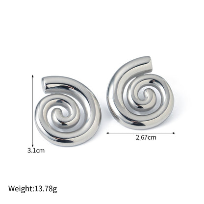 18K Gold Stainless Steel Spiral Earrings