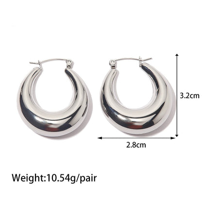 18K Stainless Steel Hollow Round Earrings