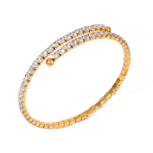 18k Gold Stainless Steel with Zircon White Zircon Full Zircon Bracelet