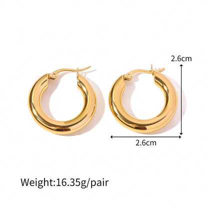 18K Stainless Steel Circular Hoop Earrings 25mm