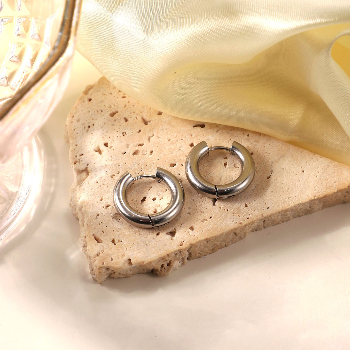 Classic 18K Stainless Steel Huggie Earrings