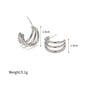 18K Stainless Steel Polished Triple Line Earrings