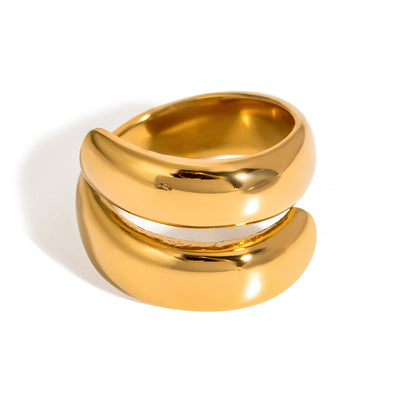 18K Gold Stainless Steel Double Layer Spring Open Ring