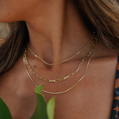 18K Gold Triple Layer Stainless Steel Necklace