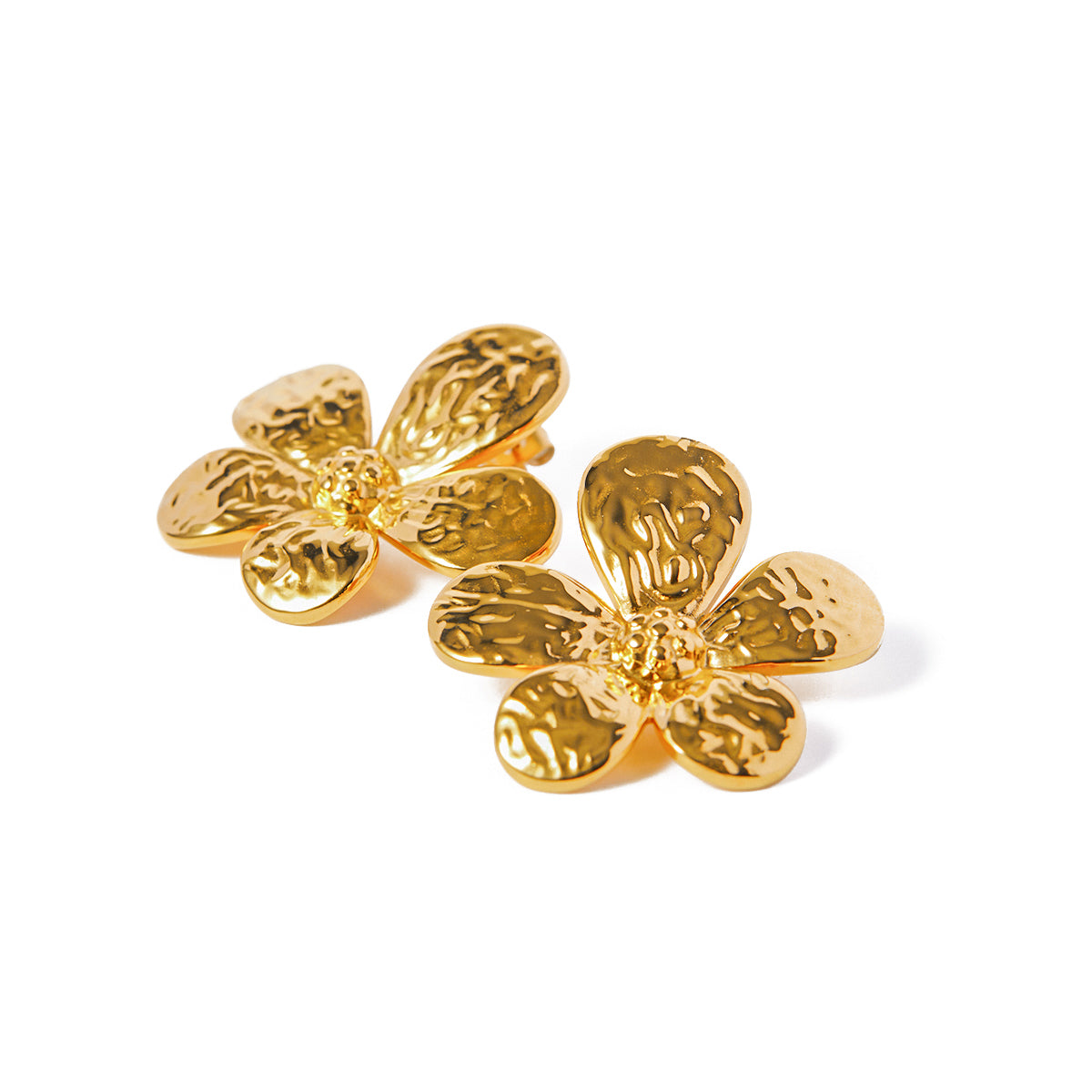 18K Gold Stainless Steel Flower Earrings