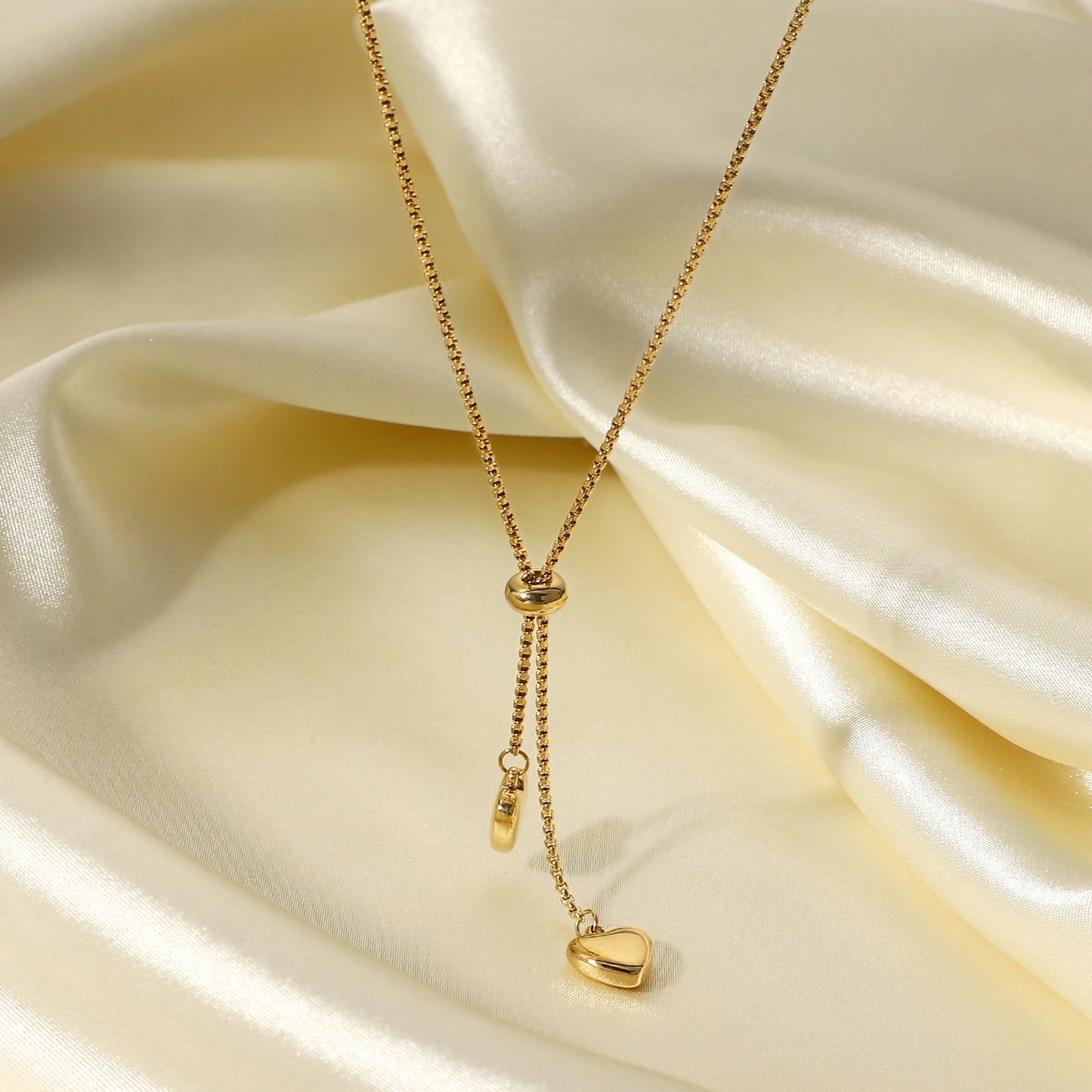 14K Gold Y-Shaped Rope Chain Necklace with Two Heart Pendants