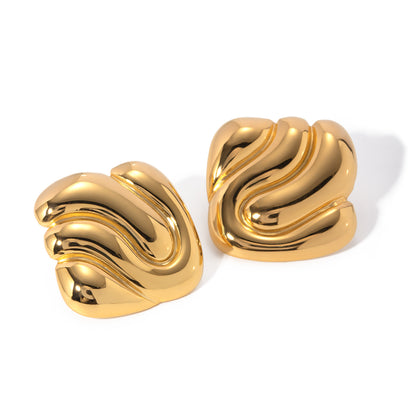 18k Gold Stainless Steel Irregular Concave-Convex Earrings