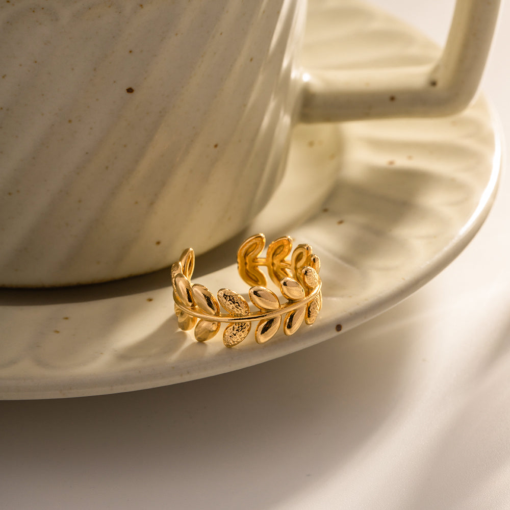 Olive Branch Leaf Open Ring