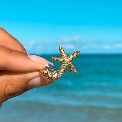 18K Gold Stainless Steel Starfish Asymmetric Ring