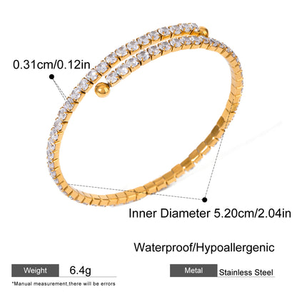 18k Gold Stainless Steel with Zircon White Zircon Full Zircon Bracelet