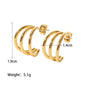 18K Stainless Steel Polished Triple Line Earrings